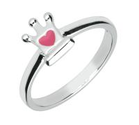 Sterling Silver NSPCC Enamel Small Heart Crown Ring D - Silver NSP-003