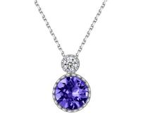 Sterling Silver Ocean Blue Crystal Necklace Sparkling Diamond Cut Pendant Necklaces Infinity Charm Necklet Temperament Jewellery Gifts for Women Girlfriend Girls