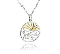 Sterling Silver Ocean Waves at Sunset Pendant Necklace, 18" Chain