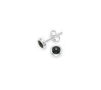 Sterling Silver Onyx Earrings - Black Onyx stud earrings, wide silver surround & silver back - size: 6mm Gift Boxed. MUCH SMALLER THAN SHOWN (Prime - Heather Needham silver box)5558ON