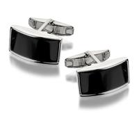 Sterling Silver Onyx Rectangular Cufflinks - A4748