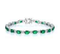 Sterling Silver Oval Birthstone Tennis Bracelet Fine Jewellery Gifts | 12-Month Gemstones, Birthstone Charms, Anniversary Birthday Christmas Jewellery Gift for Her Women Mother Wife Daughter