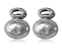 Sterling Silver Oval Grey Pearl Drop Earrings, Elegant Dangle Earrings For Women, Classic Pearl Jewelry For Mom, Wife, Girlfriend