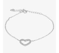 Sterling Silver PavÃ© Heart Frame Bracelet Bracelet P7683B 3A 18CM T.H.Baker Silver 18cm