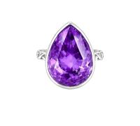 Sterling Silver Pear Shape Amethyst Infinity Ring Teardrop Statement Handmade Jewelry for Women R-13AU_P