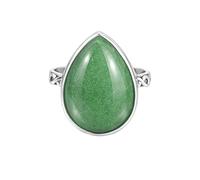 Sterling Silver Pear Shape Aventureine Infinity Ring Teardrop Statement Handmade Jewelry for Women R-13AQ_V