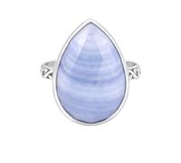 Sterling Silver Pear Shape Blue Lace Agate Infinity Ring Teardrop Statement Handmade Jewelry for Women R-13AL_Z 1/2