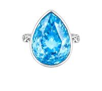 Sterling Silver Pear Shape Blue Topaz Infinity Ring Teardrop Statement Handmade Jewelry for Women R-13AV_Z