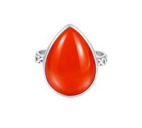 Sterling Silver Pear Shape Carnelian Infinity Ring Teardrop Statement Handmade Jewelry for Women R-13AC_L