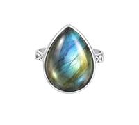 Sterling Silver Pear Shape Labradorite Infinity Ring Teardrop Statement Handmade Jewelry for Women R-13AI_V