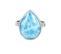 Sterling Silver Pear Shape Larimar Infinity Ring Teardrop Statement Handmade Jewelry for Women R-13AE_J