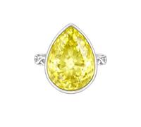 Sterling Silver Pear Shape Lemon Quartz Infinity Ring Teardrop Statement Handmade Jewelry for Women R-13BC_P 1/2
