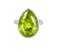 Sterling Silver Pear Shape Peridot Infinity Ring Teardrop Statement Handmade Jewelry for Women R-13AR_M 1/2
