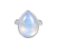 Sterling Silver Pear Shape Rainbow Moonstone Infinity Ring Teardrop Statement Handmade Jewelry for Women R-13AG_X 1/2