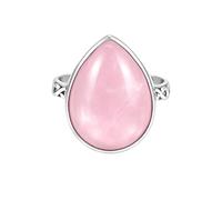 Sterling Silver Pear Shape Rose Quartz Infinity Ring Teardrop Statement Handmade Jewelry for Women R-13AH_K