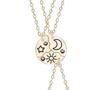 Sterling Silver Piece for Men and Women, Sun Moon Cloud Star Pendant 2/3/4/5 Pieces, Millennium Couple Necklace Puzzle