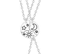 Sterling Silver Piece for Men and Women, Sun Moon Cloud Star Pendant 2/3/4/5 Pieces, Millennium Couple Necklace Puzzle