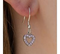 Sterling Silver Pink Crystal Heart Earrings