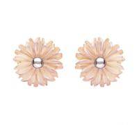 Sterling Silver Pink Mother of Pearl Tuberose 8mm Daisy Stud Earrings - Silver TBR-101