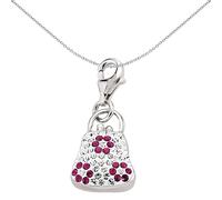 Sterling Silver Pink White Crystal Handbag Link Charm - CM100 Jewelco London White One Size