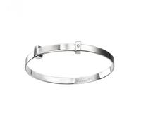 Sterling Silver Plain Bangle B5060 - Modern Style | Acotis - Sterling Silver / Diamond