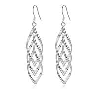 Sterling Silver Plated Earrings Dangle Earrings Linear Drop Statement Earrings for Women, 2.6" long, Sterling Silver, No Gemstone