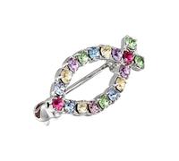 Sterling silver plated rainbow crystal ichthys fish brooch