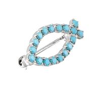 Sterling silver plated turquoise crystal ichthys fish brooch