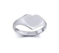 Sterling Silver Polished Love Heart Signet Ring - ARN127 Jewelco London White N