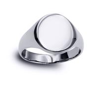 Sterling Silver Polished Round Oval Signet Ring - ARN117 Jewelco London White W
