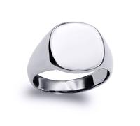 Sterling Silver Polished Square Cushion Signet Ring - ARN119 Jewelco London White Y
