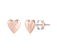 Sterling Silver Post Stud Earrings for Girls, S925 Sterling Silver Post Rose Gold Stud Earrings Letter K Initial Hypoallergenic Earrings for Women Sensitive Ears Earrings for Girls