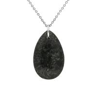 Sterling Silver Preseli Bluestone Pear Shaped Carved Necklace - Silver 103959