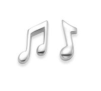 Sterling Silver Quaver Earrings - Set of 1 Quaver & 1 semi Quaver stud earring (half a pair each) - Music Stud Earrings - 1.5mm thick. SIZE: 8mm & 7mm. Gift boxed 5279/5284