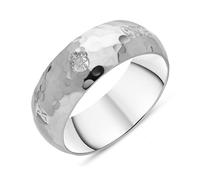 Sterling Silver Queen's Jubilee Hallmark 8mm Hammered Ring D - R