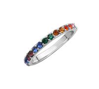 Sterling Silver & Rainbow CZ Crystal Half Eternity Ring - Size J