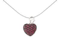 Sterling Silver Red Crystal Cushion Love Heart Link Charm - CM181RU Jewelco London White One Size