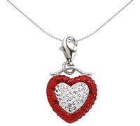 Sterling Silver Red White Crystal Double-sided Love Heart Charm - CM160 Jewelco London White One Size