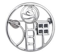 Sterling Silver Rennie Mackintosh brooch - SIZE: 29mm 6gms. Gift boxed Premium quality round silver brooch 9104/HN