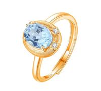 Sterling Silver Ring 925 Sterling Silver Halo Engagement Ring For Women Natural Ruby/Topaz/Citrine/Peridot/Amethyst Gemstone Ring Silver Promise Wedding Band | Mothers Day Gift Topaz-Gold Plated