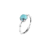 Sterling Silver Ring Black Onyx/Agate Ring 925 Sterling Silver Vintage Twist Band Ring For Women Elegant Bamboo Band Adjustable Handmade Fengshui Jewelry Gifts With Box Turquoise