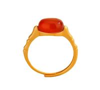 Sterling Silver Ring Black Onyx/Jade/Agate Stone Ring 925 Sterling Silver Gold Plated Ring For Women Adjustable Daity Sandblasting Thumb Band Natural Gemstone Jewelry Gifts With Box Red Onyx