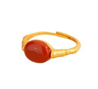 Sterling Silver Ring Black Onyx/Jade/Agate Stone Ring 925 Sterling Silver Gold Plated Ring For Women Adjustable Daity Sandblasting Thumb Band Natural Gemstone Jewelry Gifts With Box Natural Red Agat
