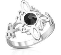 Sterling Silver Ring for Women - Celtic Knot Ring, Witches Knot Ring with Cubic Zirconia, Timeless Symbolism Zinc Alloy Witches Protection Knot Rings Jewelry Anxiety Relief Gift for Her (Size 9)