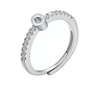 Sterling Silver Ring Gold Plated Initial A-Z Letter Ring For Women Stackable Alphabet Thumb Band Adjustable Cz Engagement Band Jewellery Gifts With Gift Box Letter O