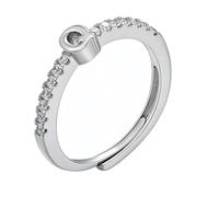 Sterling Silver Ring Gold Plated Initial A-Z Letter Ring For Women Stackable Alphabet Thumb Band Adjustable Cz Engagement Band Jewellery Gifts With Gift Box Letter Q