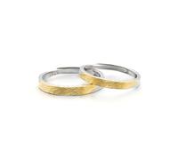 Sterling Silver Ring Men, Cute Promise Ring Gold Bark Texture for Couple Adjustable