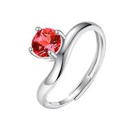 Sterling Silver Ring Natural Ruby/Topaz/Citrine/Peridot/Amethyst Brilliant Cut Halo Ring 925 Sterling Silver Wave V Shaped Ring For Women Silver Engagement Promise Wedding Band | Mothers Day Gift Ru