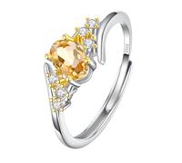 Sterling Silver Ring Natural Ruby/Topaz/Citrine/Peridot/Amethyst Oval Cut Halo Ring 925 Sterling Silver Wrap Ring For Women Silver Engagement Promise Wedding Band | Mothers Day Gift Citrine