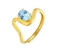 Sterling Silver Ring Natural Ruby/Topaz/Citrine/Peridot/Amethyst Ring 14K Gold Plated 925 Sterling Silver Wave Ring For Women Bridal Wedding Band Beach Jewellery| Mothers Day Gift Topaz-Gold Plated